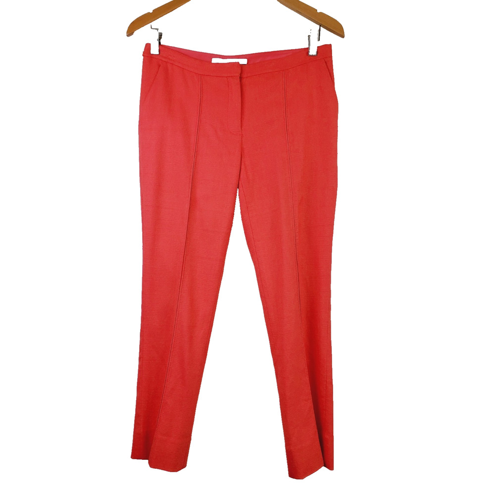 Diane Von Furstenberg Trousers Womens Pants Seams Straight Leg Designer‎ Orange
